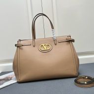Valentino Antibes Shopping Bag In Calfskin Apricot