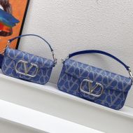 Valentino Loco Shoulder Bag In Beads Iconographe Fabric Blue