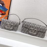 Valentino Loco Shoulder Bag In Beads Iconographe Fabric Grey