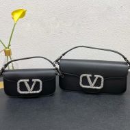 Valentino Loco Shoulder Bag with Jewel Logo In Calfskin Black