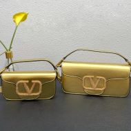 Valentino Loco Shoulder Bag with Jewel Logo In Calfskin Gold
