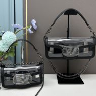 Valentino Loco Shoulder Bag In Transparent Polymeric Black