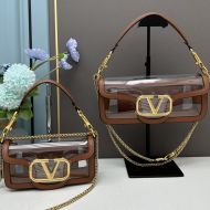Valentino Loco Shoulder Bag In Transparent Polymeric Brown