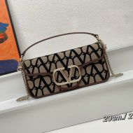 Valentino Loco Shoulder Bag In Toile Iconographe Fabric Beige