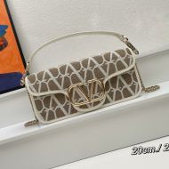 Valentino Loco Shoulder Bag In Toile Iconographe Fabric Grey