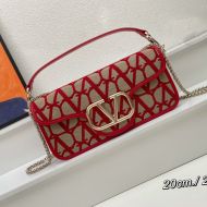 Valentino Loco Shoulder Bag In Toile Iconographe Fabric Red