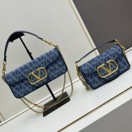 Valentino Loco Shoulder Bag In Toile Iconographe Denim Blue/Blue