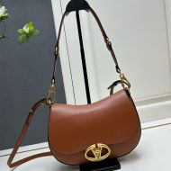 Valentino Medium Ohval Shoulder Bag In Nappa Leather Brown