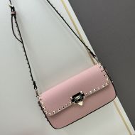 Valentino Rockstud Crossbody In Grainy Calfskin Pink