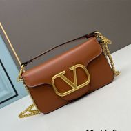 Valentino Small Loco Shoulder Bag In Calfskin Brown