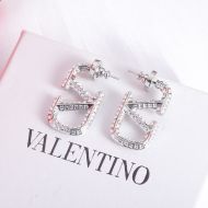 Valentino Small VLogo Signature Earrings In Metal with Rhinestones Silver