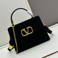 Valentino Small Vsling Handbag In Suede Black
