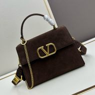 Valentino Small Vsling Handbag In Suede Coffee