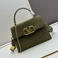 Valentino Small Vsling Handbag In Suede Green