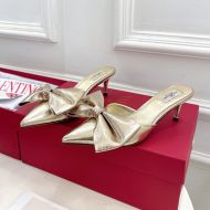 Valentino VLogo Bow High Heels Mules Women Patent Leather Gold