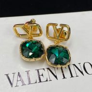 Valentino VLogo Signature Pendant Earrings In Metal With Swarovski Crystal Gold/Green