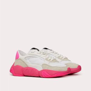 Valentino Bubbleback Sneakers with VLogo Unisex Mesh and Suede White/Pink