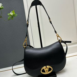 Valentino Medium Ohval Shoulder Bag In Nappa Leather Black