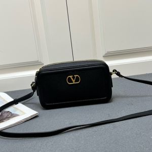 Valentino Mini Alltime Crossbody Bag In Grainy Calfskin Black